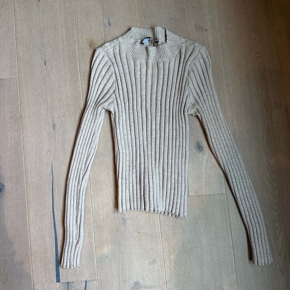 Lulu's Taupe Ribbed Turtleneck Sweater